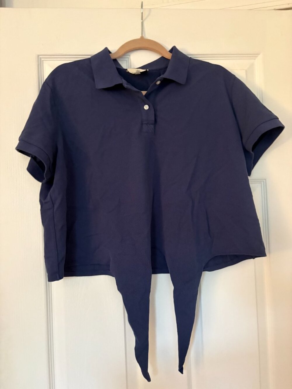 Tuckernuck Navy Pique Tie-Front Courtney Polo Size L NWOT 100% Cotton - Picture 3 of 5